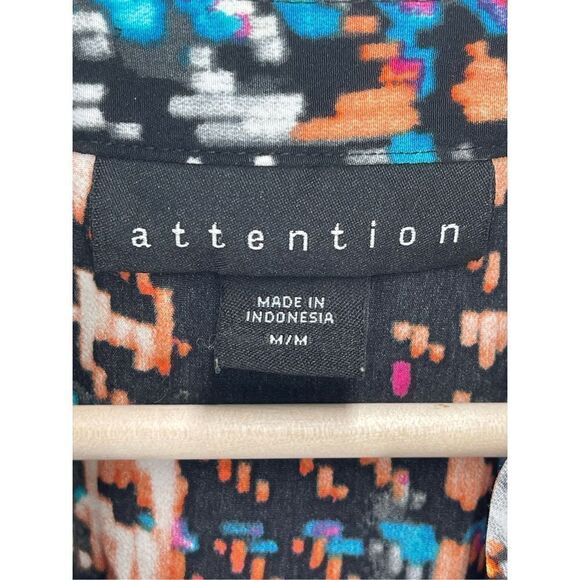 Attention Button-up Multicolor Shirt Dress mod medium EUC houndstooth rainbow - Picture 2 of 16